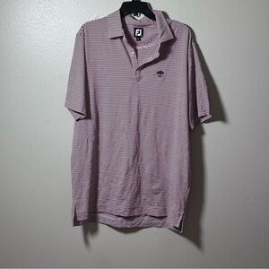 FJ Foot Joy Polo Shirt Men Blue/Red Striped Performance Short Sleeve size Large